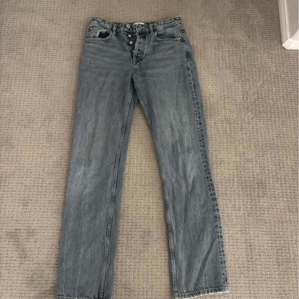Zara Women's Straight Leg Jeans in Gray